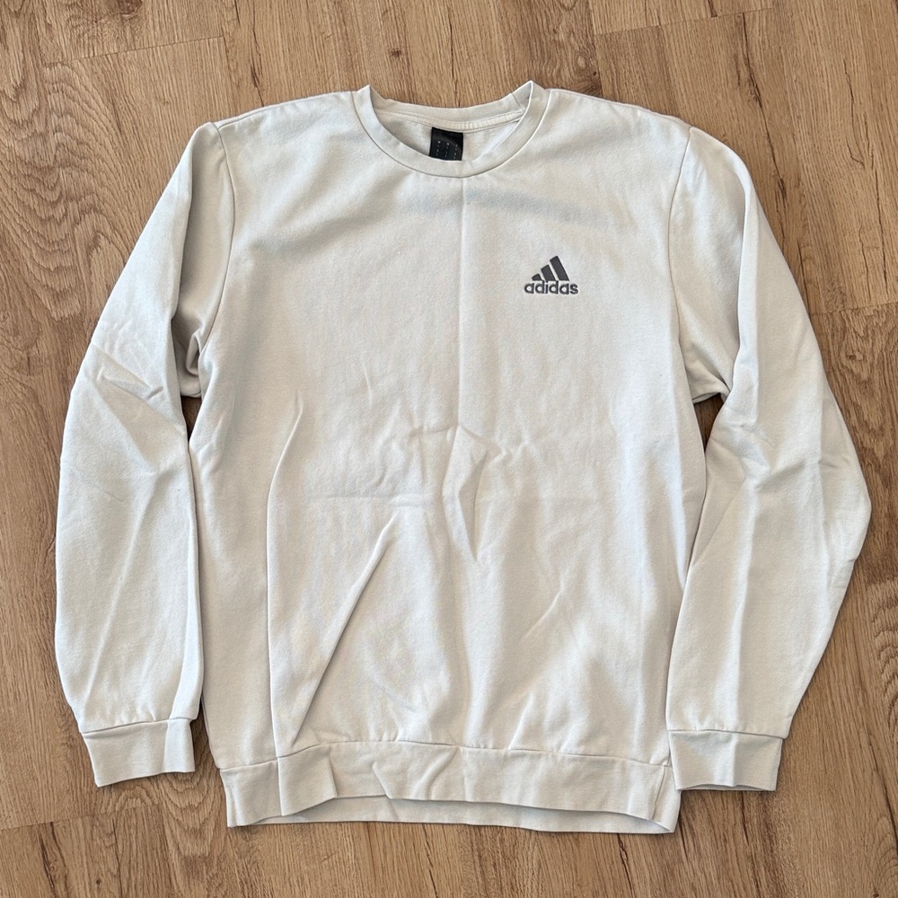 NWOT Adidas Men's Cream Crewneck Sweater